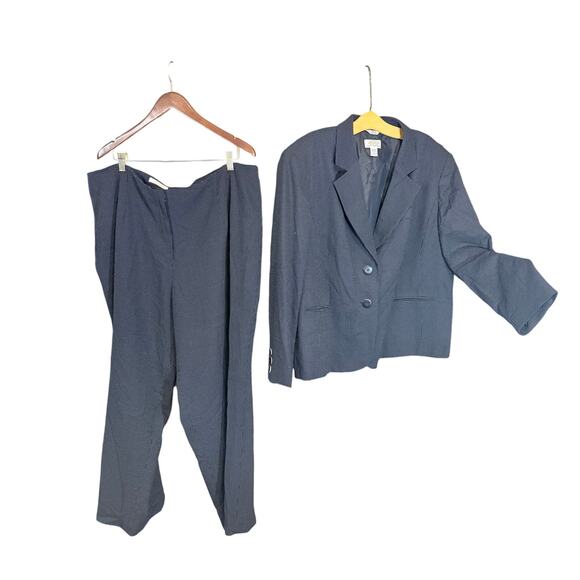 Talbots Polka Dot Pantsuit Blazer 22W Pant 24W Made USA Italian Fabric plus size - Picture 2 of 15